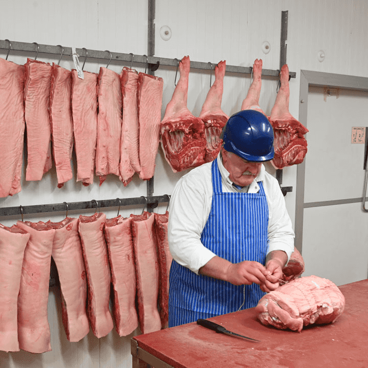 A Midland Foods butcher at work in the Bromsgrove production facility