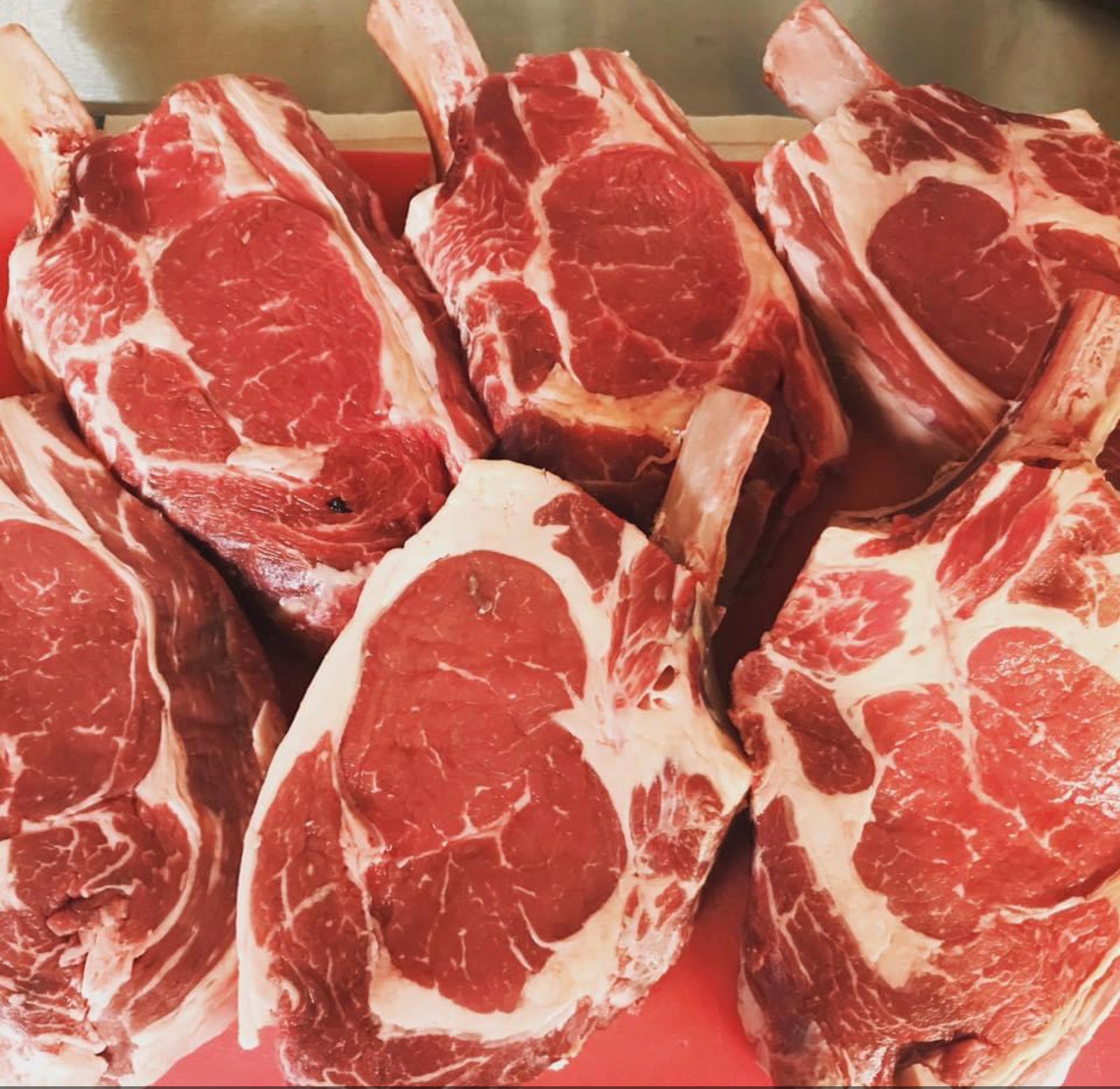 Beef cuts arranged for a catering product presentation